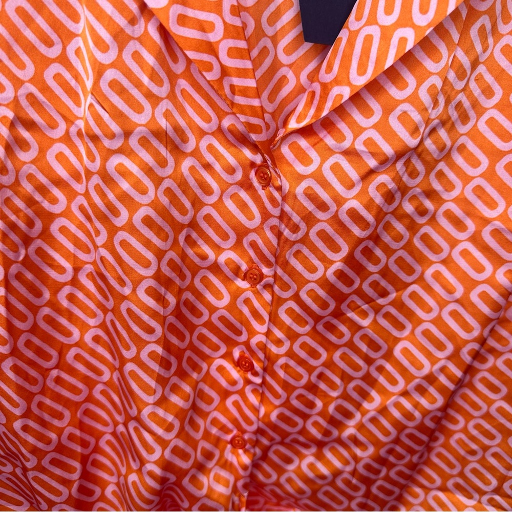 NWT Eclair Button Up Tie Short Sleeve Blouse Size Medium - Picture 5 of 12